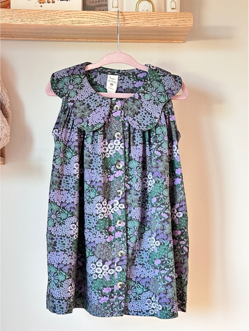 Kate Quinn Purple Ditsy Bamboo Olive Dress - Sz 12/18m